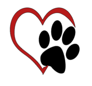 Pet paw with heart decal