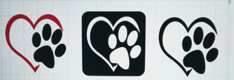 Pet paw with heart decal
